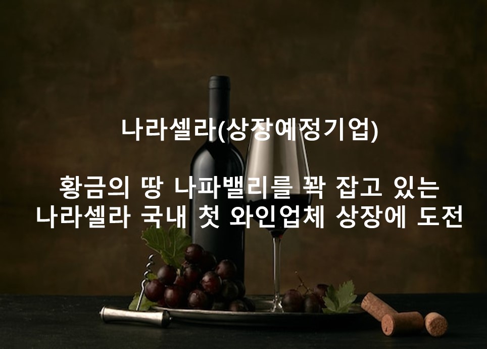 황금의 땅 나파밸리를 주름잡는 <br /> 나라셀라 국내 첫 와인업체 상장에 도전