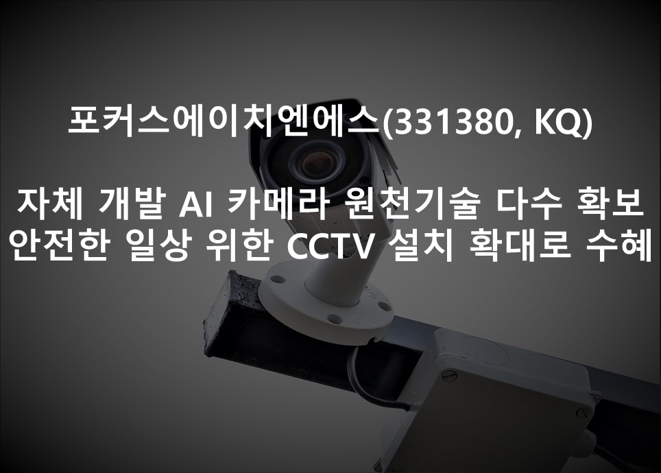 자체 개발 AI 카메라 원천기술 다수 확보 <br /> 안전한 일상 위한 CCTV 설치 확대로 수혜